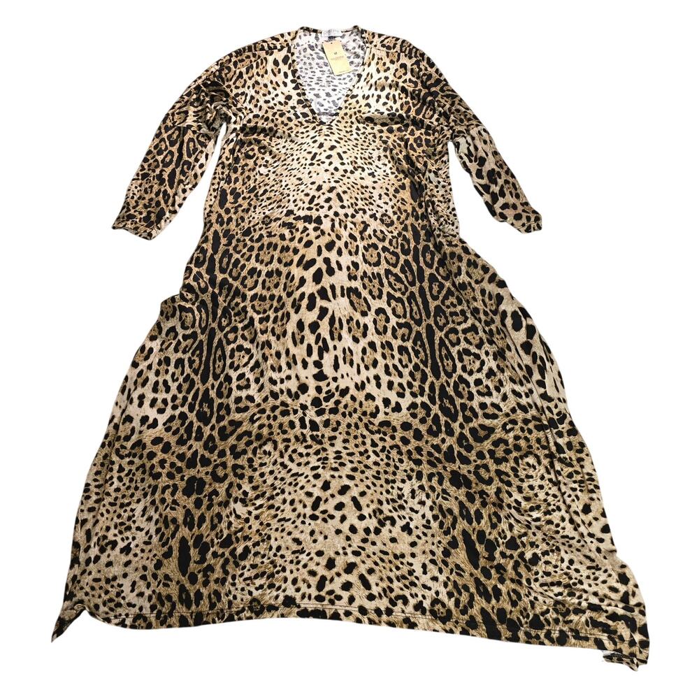 Giuseppa Collection Leopard Print Kaftan Dress Womens One Size Made In Italy NWT